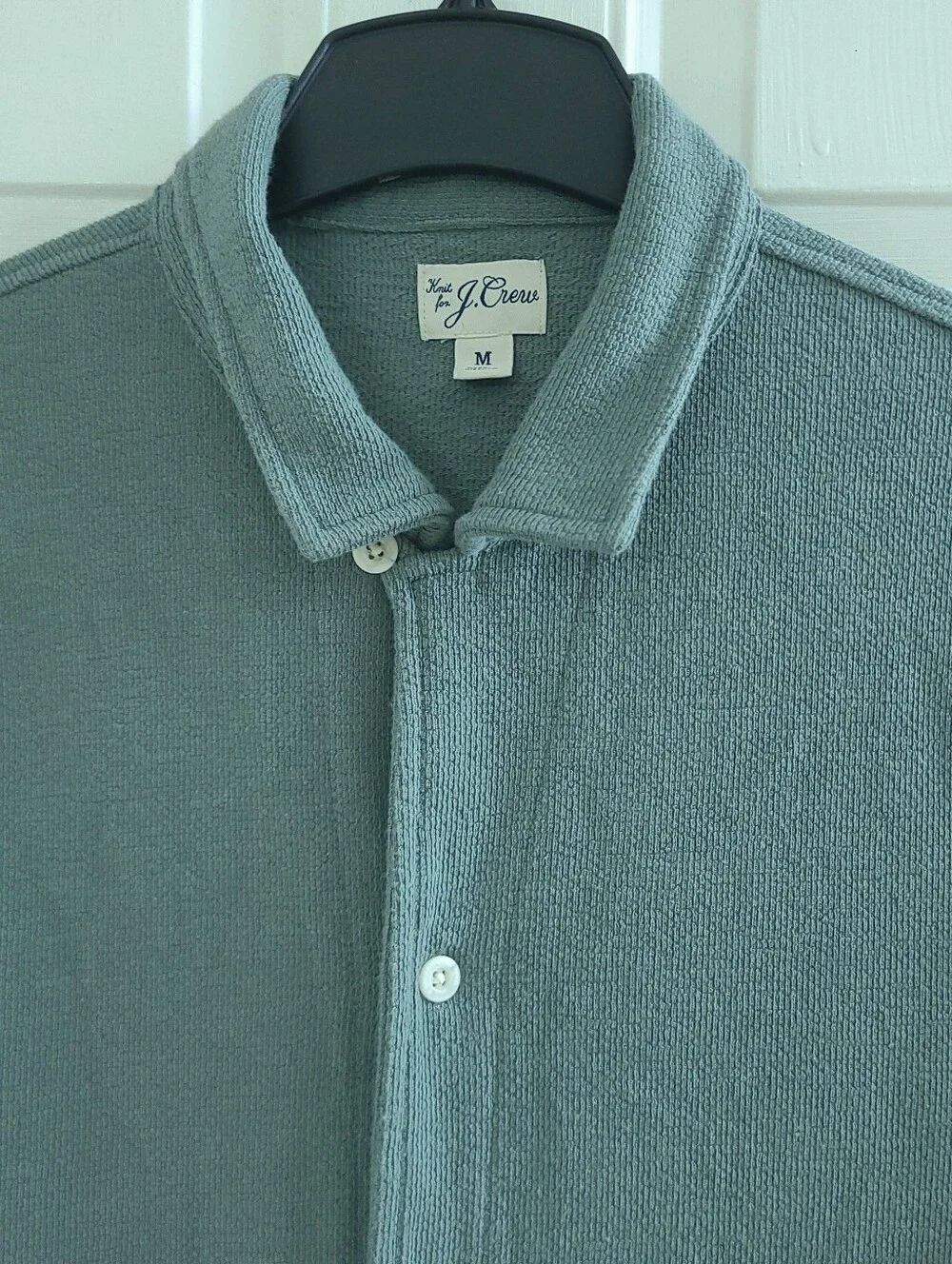 J Crew Men's Textured Camp Collar Knit Shirt In Sage Green Short Sleeve Sz M